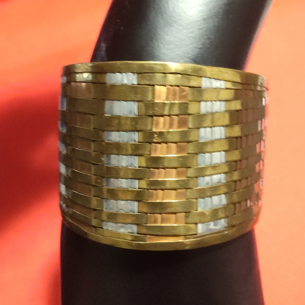 Vintage Weaved Brass Cuff Bracelet